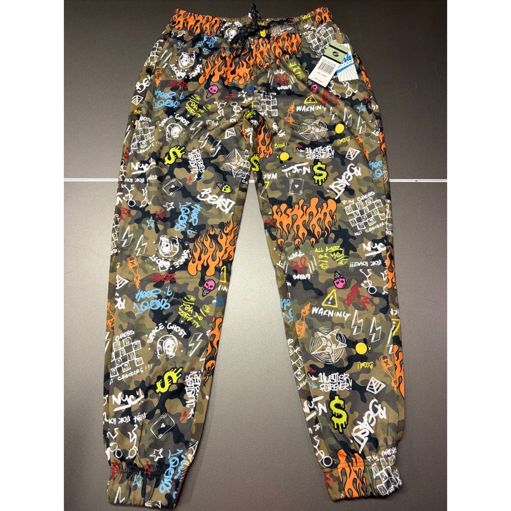 Fresh Prints‎ Bel-Air Camo Multicolor Graffiti Streetwear Joggers Mens Large NWT